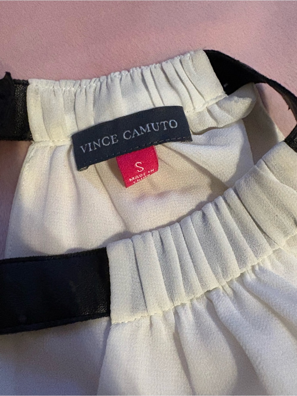 Vince Camuto Cream Skirt with Black Trim Waistband